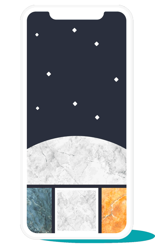 Roomvo running on a phone, swapping floor tile samples on a planet’s surface